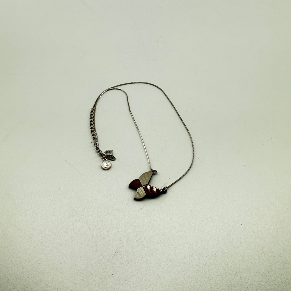 Pierre Cardin Silver Necklace with Brown Accent Pendant